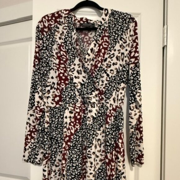 BCBGMaxAzria Animal Print Faux Wrap Dress Size XL - Picture 1 of 2